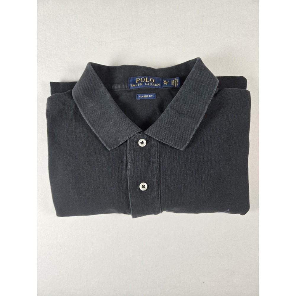 Polo Ralph Lauren‎ Mens Classic Fit Black Pique Polo Shirt Purple Pony XL